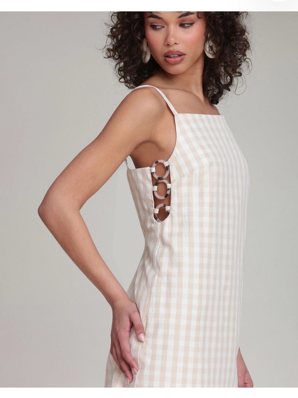 NWT Avec Les Filles Women's Gingham Square-Neck Mini Dress Sz 8
